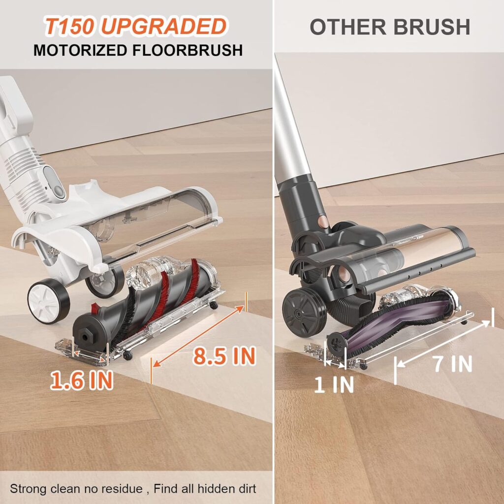TMA Cordless Vacuum Cleaner, 6 in 1 Stick Vacuum Cleaner with 4 Filters 8-Cell Battery 40 Mins Running Time 1.3L Dust CupLED Floor Brush Head for Hardwood Floor/Low-Pile Carpet Deep Clean T150